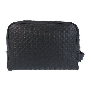Gucci black ssima clutch leather bag